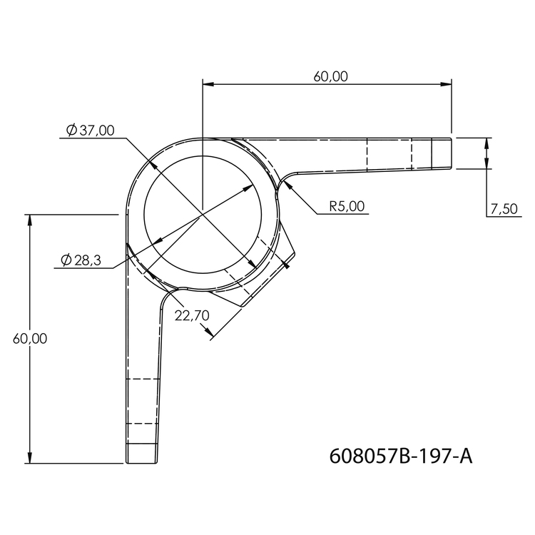Pieza de ojal con lengüeta doble 90°, 26,9 mm (¾")