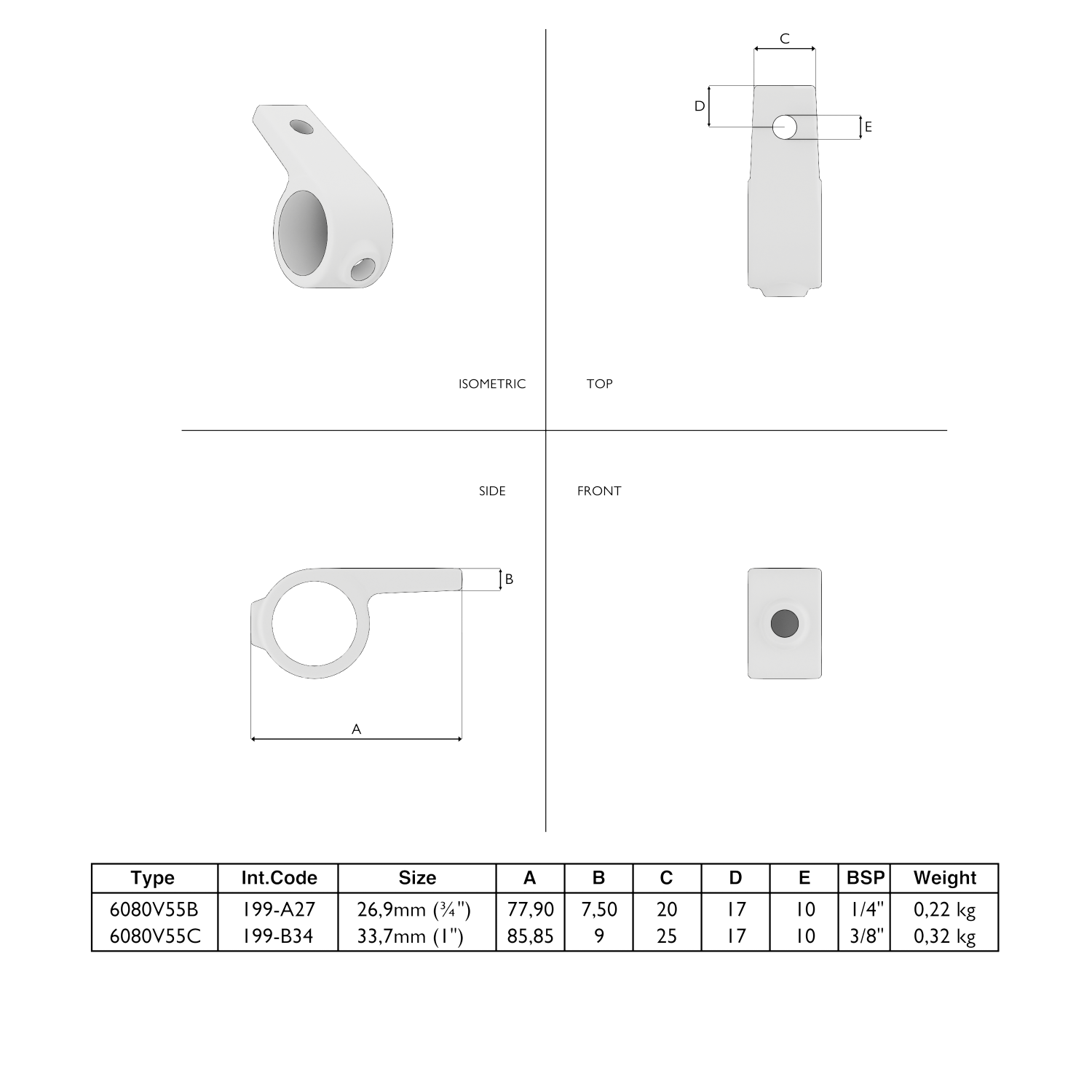 199-B Pieza de ojal simple las. - 33,7 mm marrón