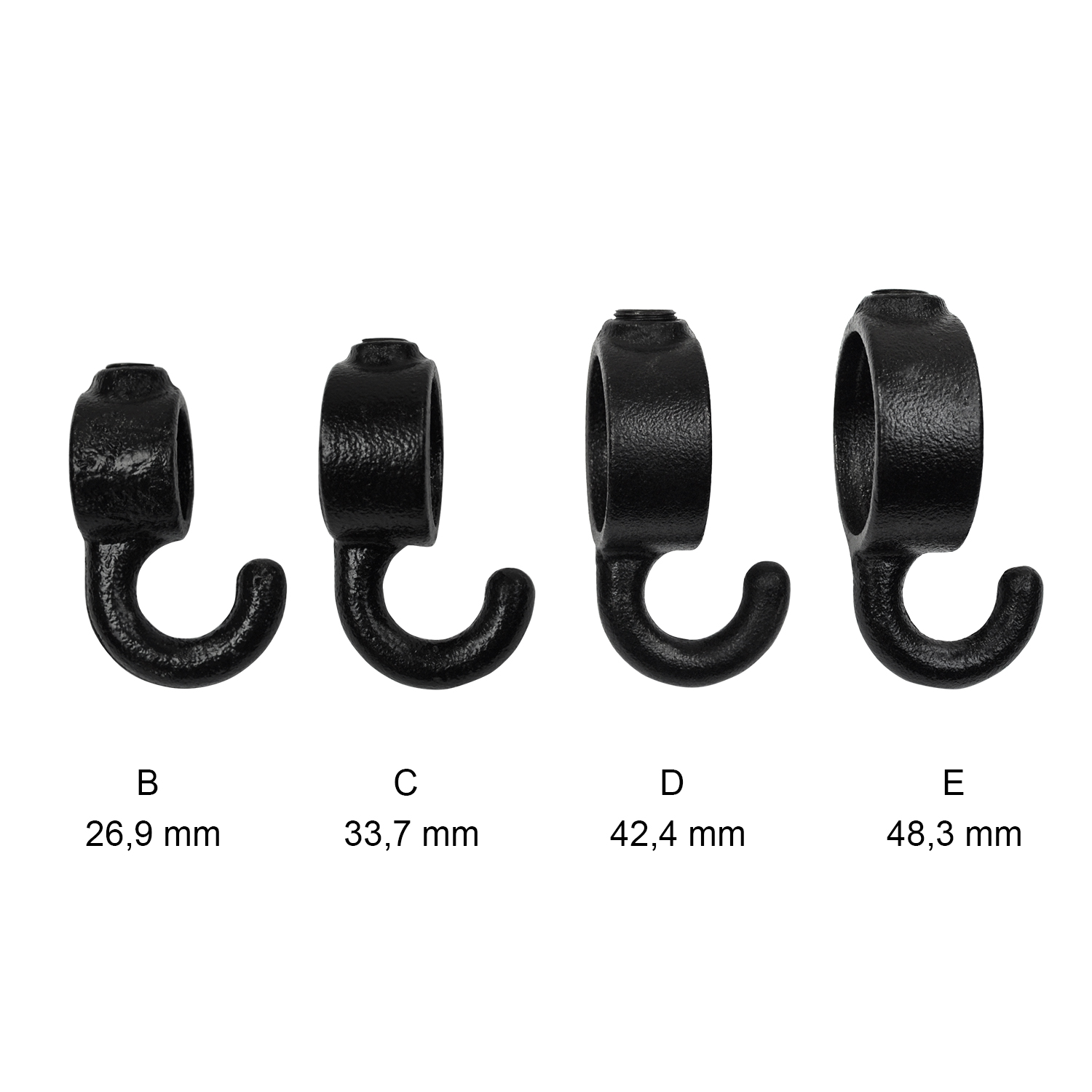 Anillo de ajuste con gancho, negro 26,9 mm (¾")