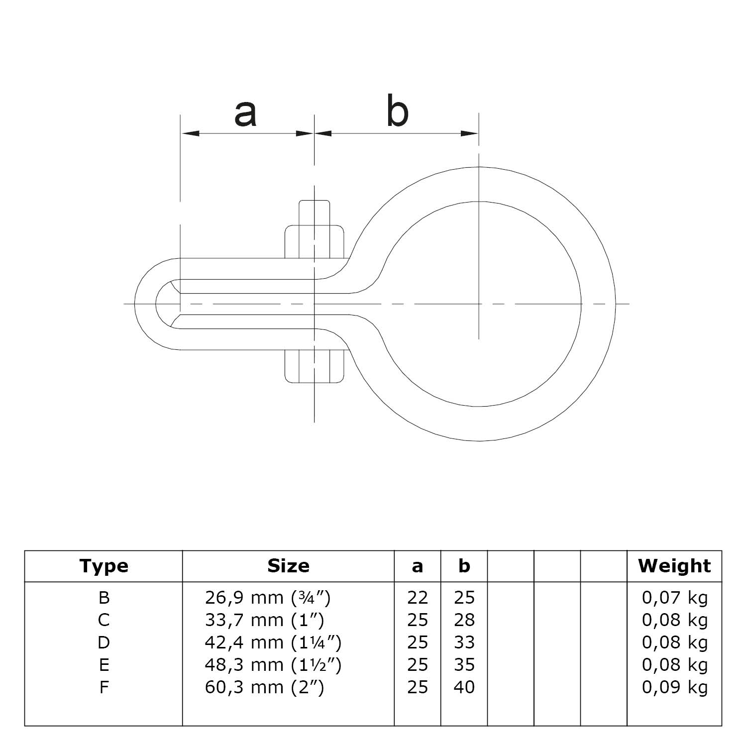 Soporte de rejilla, simple 60,3 mm (2")