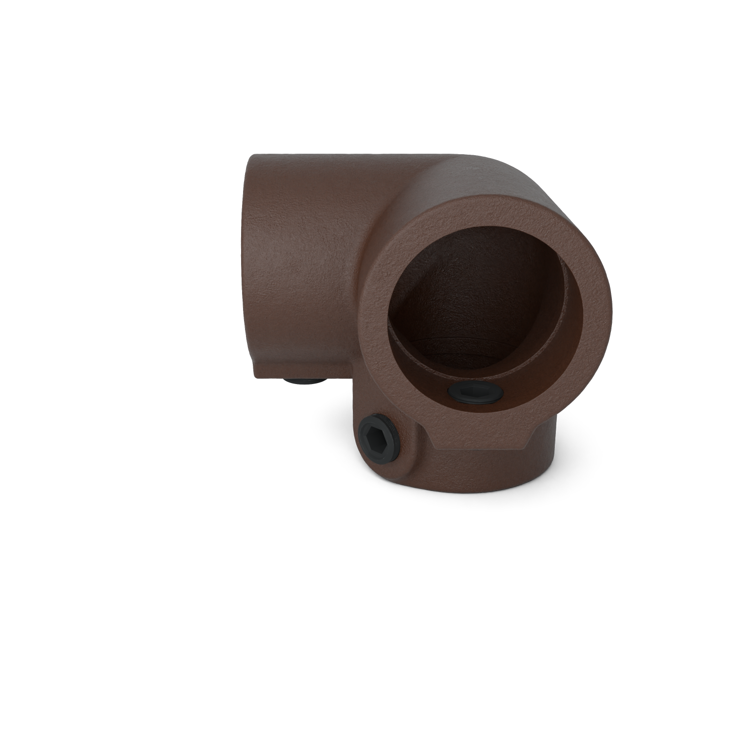 128-B Esquinera 3 vías 90°- 33,7 mm marrón