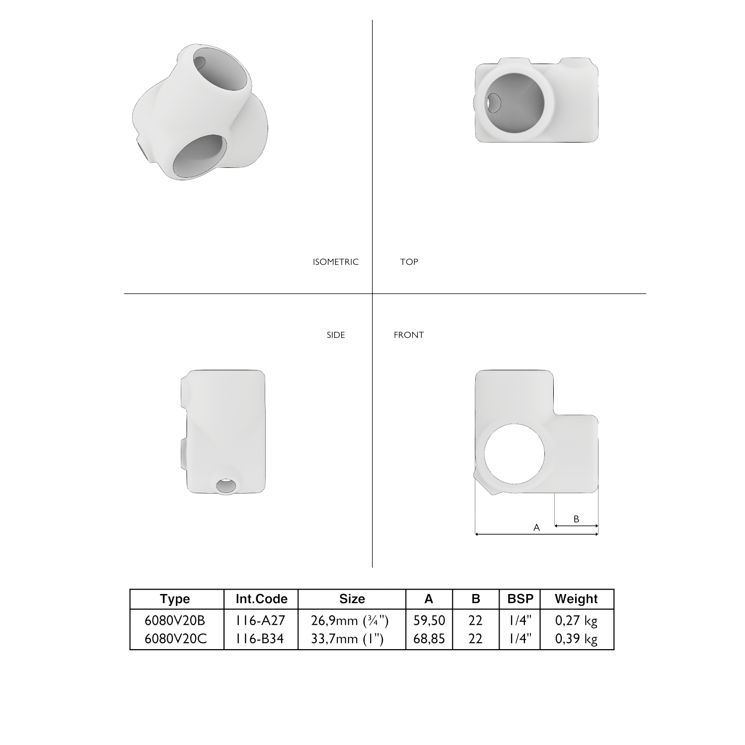 116-B Junta de esquina 90°- 33,7 mm marrón