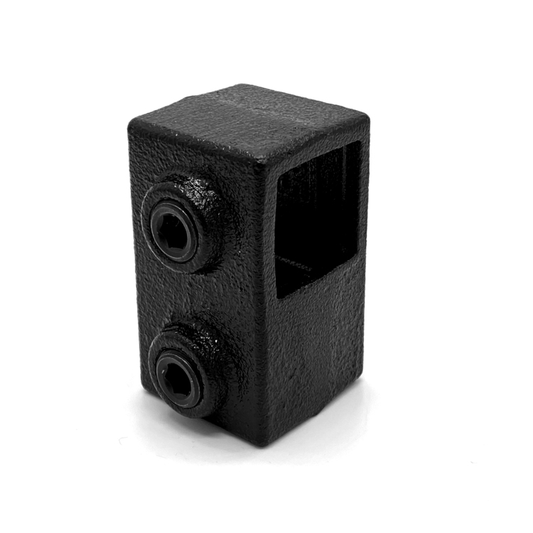 Pieza en T, corta para tubos cuadrados, negra - 40 mm