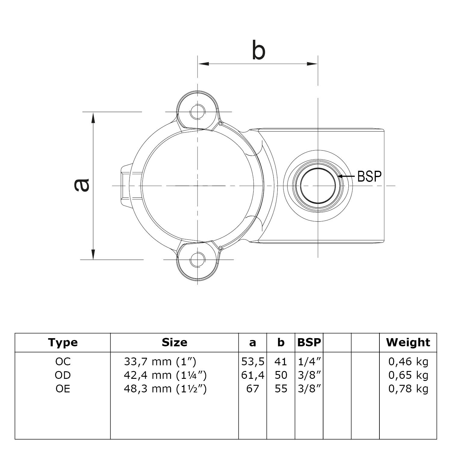 Pieza transversal 90° 42,4 mm (1¼")