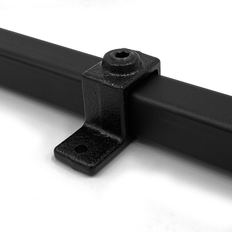 Conector de tubo para fijación a panel para tubos cuadrados, negro - 25 mm