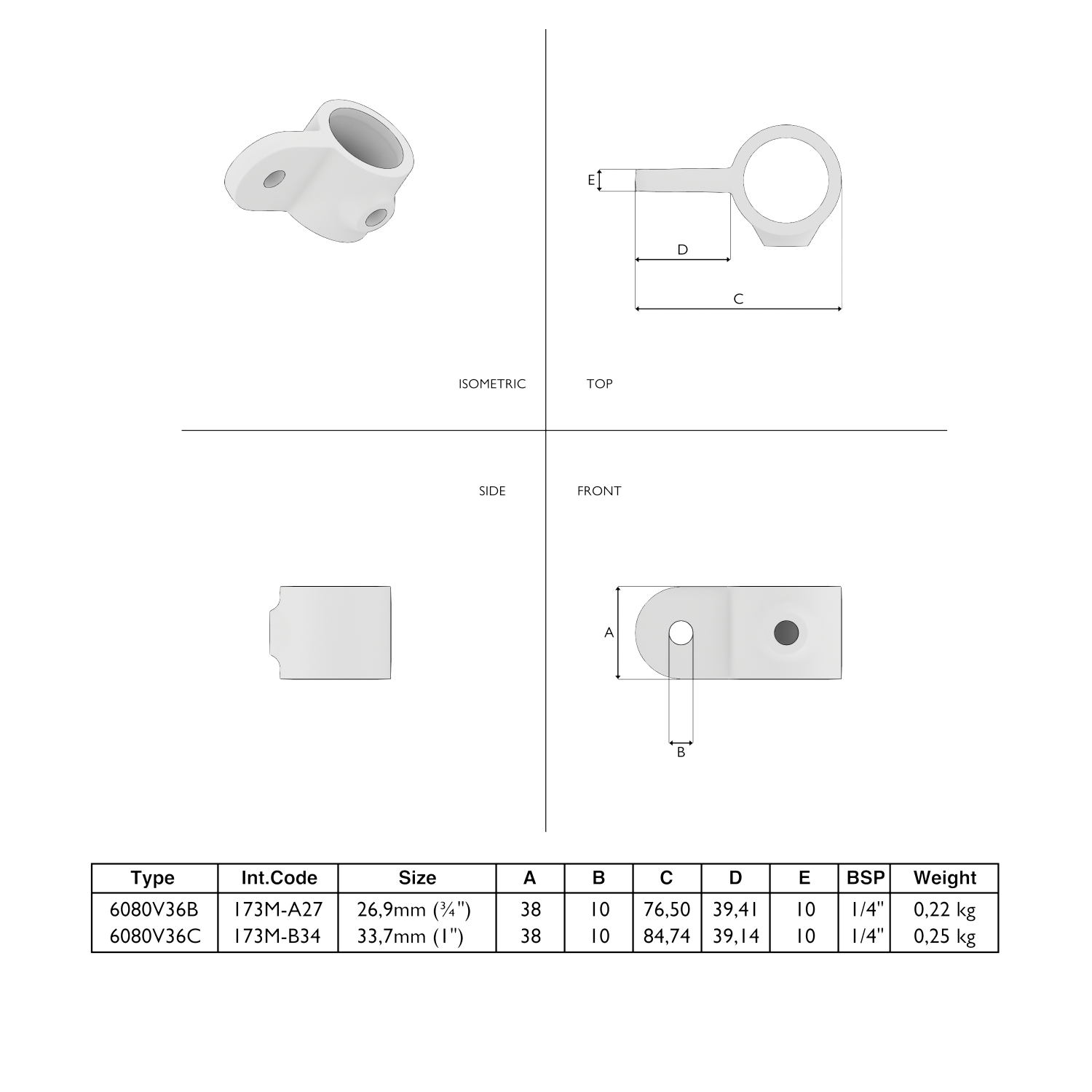 173MA Ojo de bisagra - 26,9 mm marrón