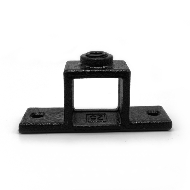 Pieza de ojal con lengüeta doble para tubos cuadrados, negra - 25 mm