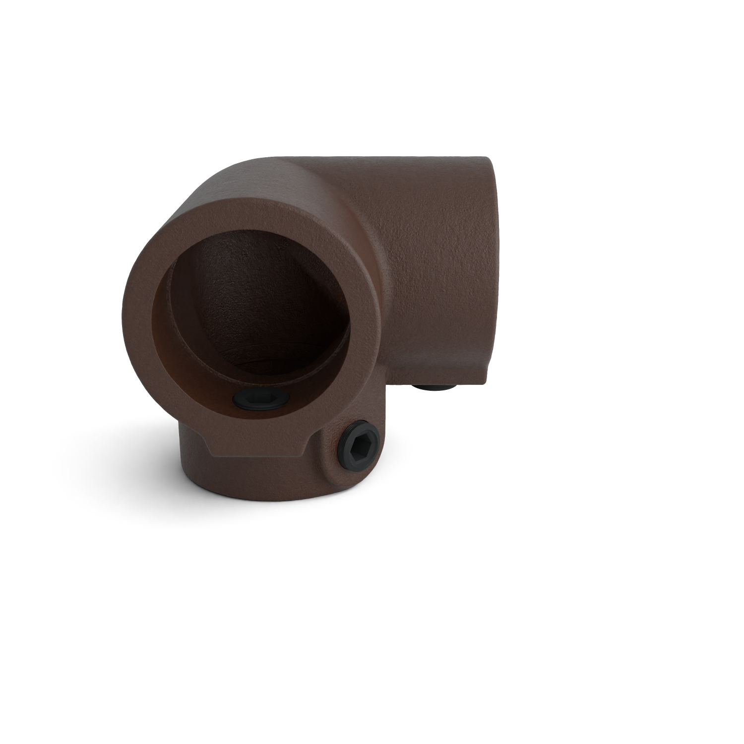 128-B Esquinera 3 vías 90°- 33,7 mm marrón